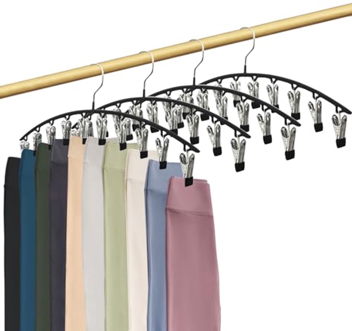Ruimtebesparende Legging Organizer - 4 Stuks Multifunctionele Kledinghangers met Clips