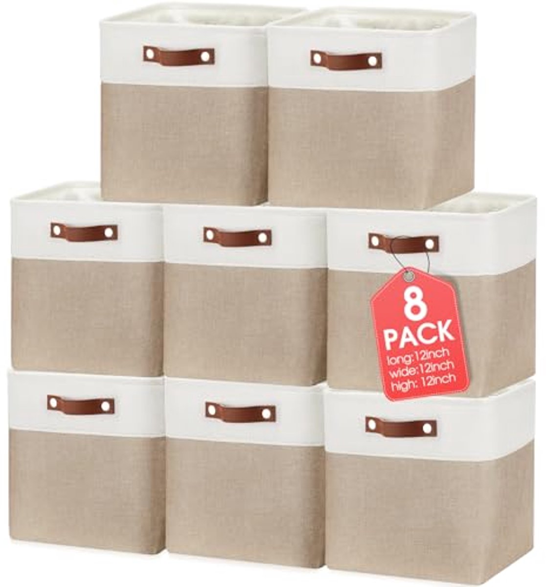 Image of 8 Stuks Decoratieve Opbergmanden met Handgrepen - Organisatiebakken voor Kinderkamer en Thuis