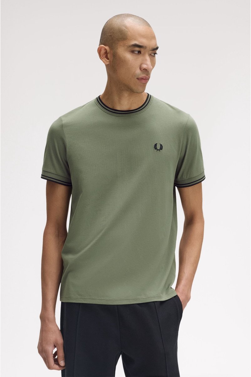 Fred Perry T-shirt met dubbele punten Groen