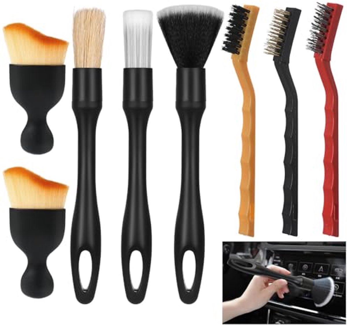 Zachte Auto-Detailingborstel Set van 8 Stuks voor Interieur, Motorfiets en Meubels