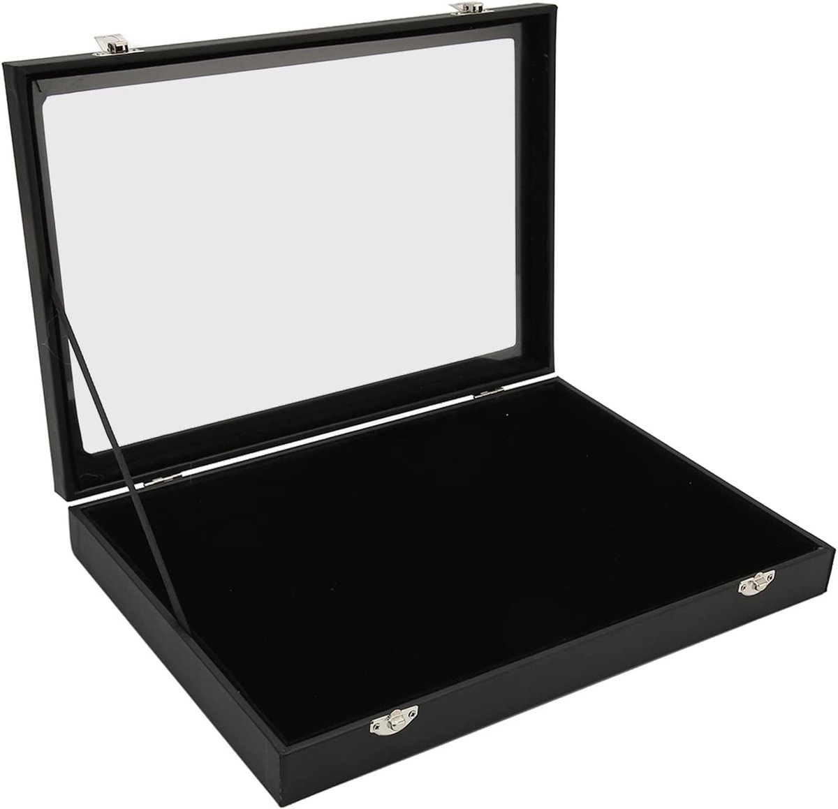 Pin Collectie Display Case - Grote Capaciteit - Stofdicht Glas - Stijlvolle Kunstmatige PU Leer - Zwart voor Badges en Sieraden - 35x24x5cm - 13.8x9.4x2.0in