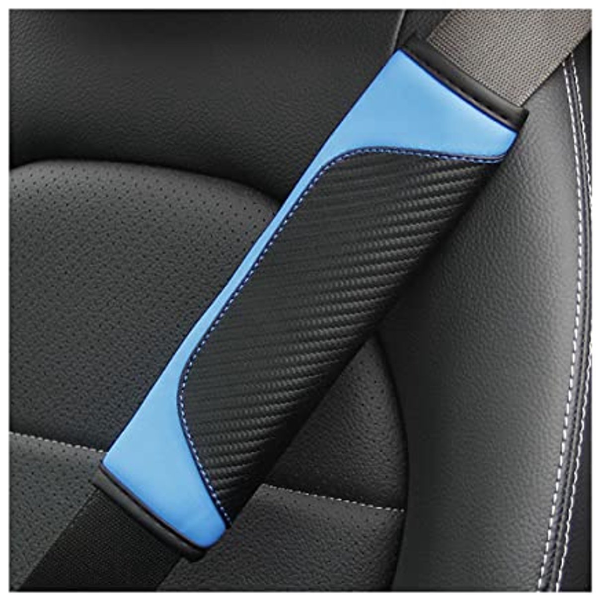 Image of 2 Stuks Autogordel Beschermers voor Volwassenen en Kinderen - Zachte Schoudervullingen (Blauw)