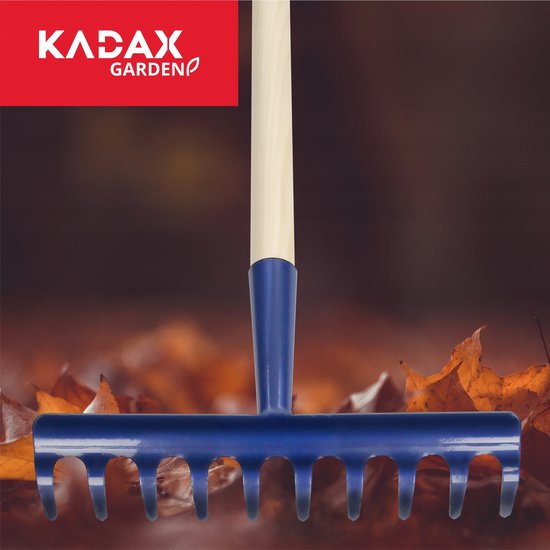 KADAX hark, brede hark met versterkte kop, metalen bladhark, bladhark met lange steel van hout, tuingereedschap voor wieden, bemesten, tuinhark voor gazon, bloemperken (10 tanden) van Merkloos	 — afbeelding 4