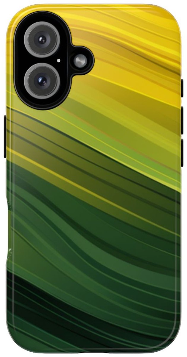 Groen-Geel Golvenpatroon – Telefoonhoesje Geschikt voor iPhone 16