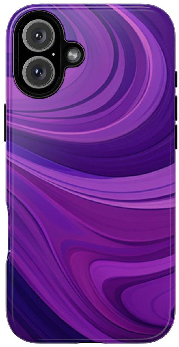 Paars Golvend Abstract Patroon – Telefoonhoesje Geschikt voor iPhone 16 Plus