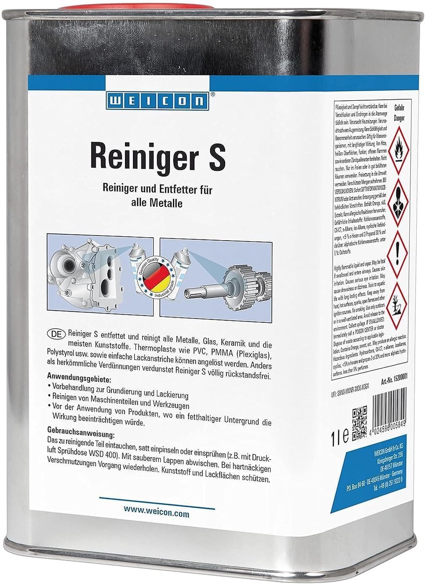 WEICON Reiniger S – 1 L Ontvetter voor Metaal Glas Keramiek Kunststof