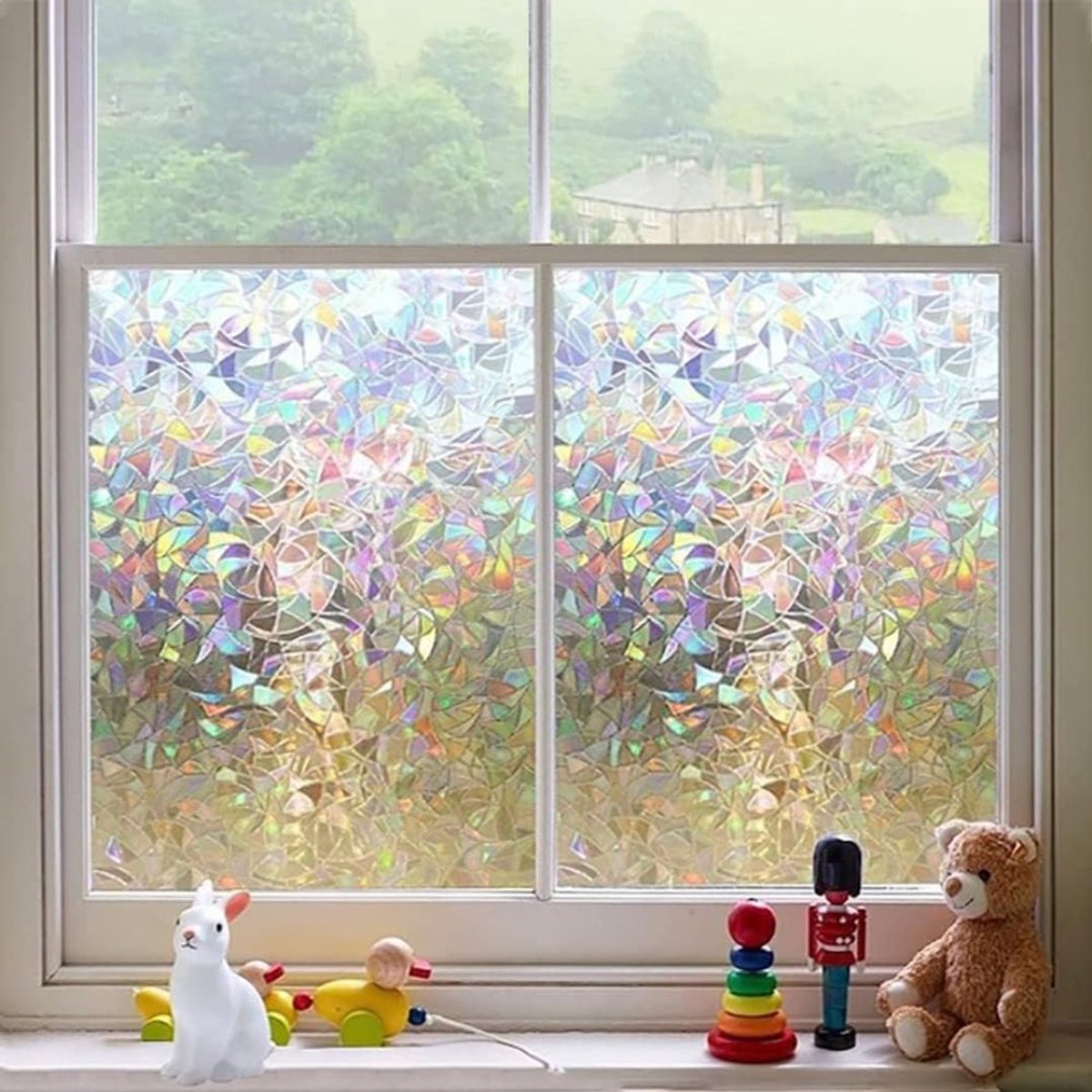 DailySupplies® Raamfolie Glas in Lood - Zelfklevend - Antieke Look - Multikleur Wit