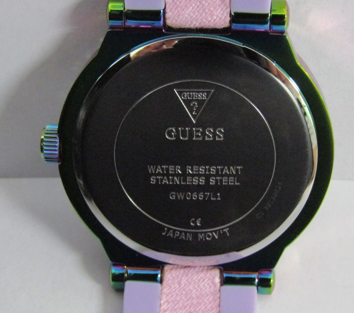 Guess Gt Lotus Analoog Horloge Roze Kast: 100% Gerecycled Staal | Armband: 100% Gerecycled Denim-Siliconen 38 GW0667L1
