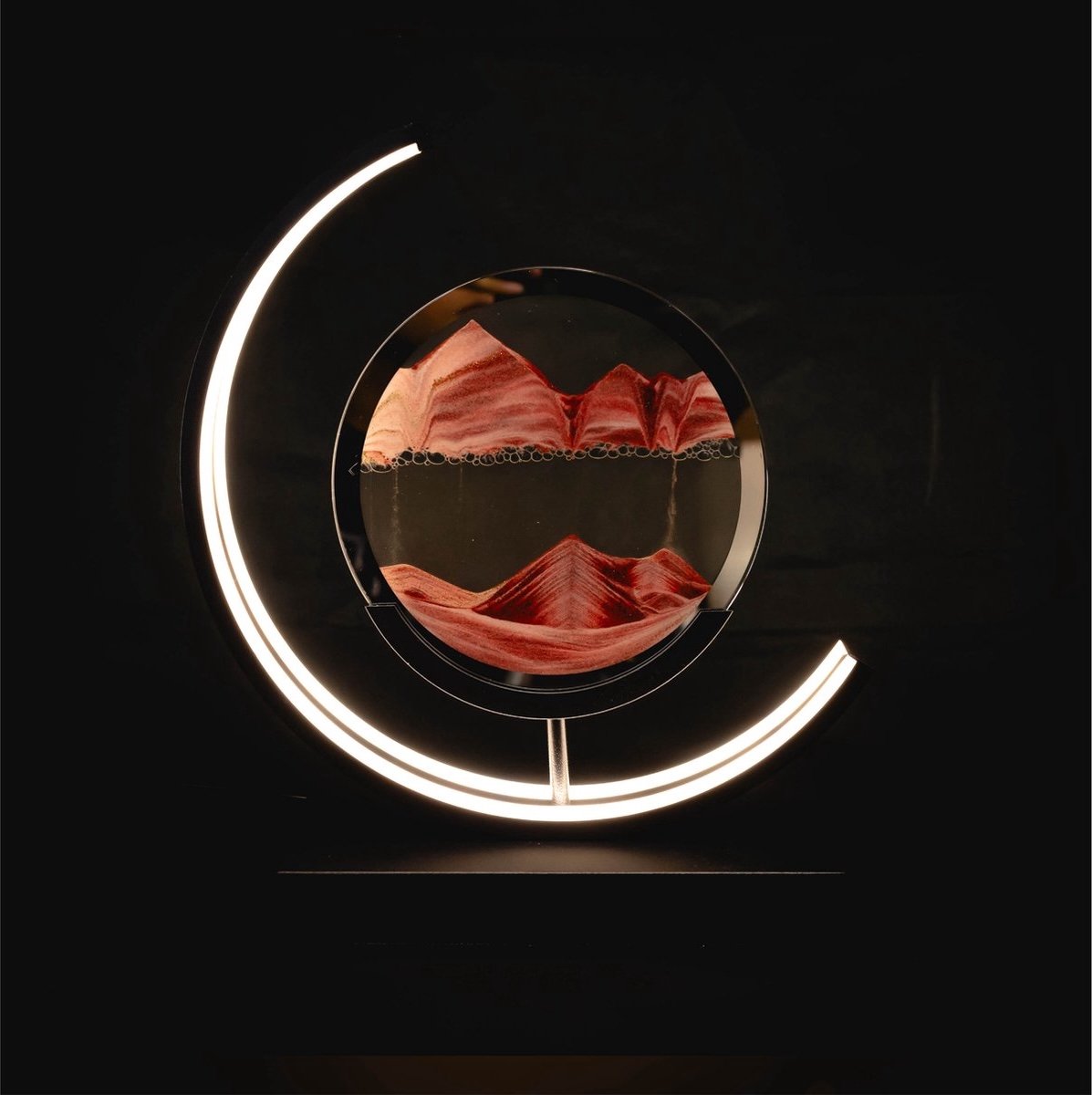 Luxus Europe Bewegende Zandkunst Tafellamp - Rood - H27 x Ø27 - Decoratieve tafellamp - Met Slaapstand - Zandloper - Zandkunst In Glas - Bureaulamp - LED - Dimbaar - Tafellamp slaapkamer