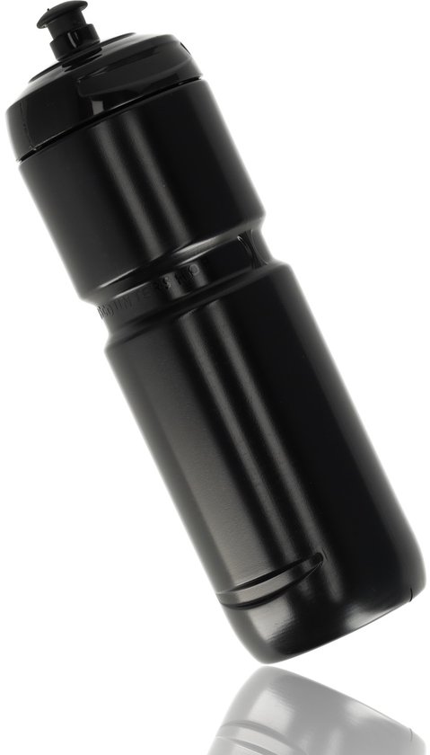 Gourde noire et légère de 800 ml, détaillée sur fond blanc.