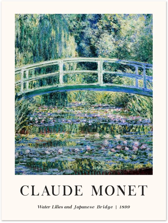 Affiche Claude Monet - Water et Bridge japonais 30x40 cm / 12x16″ - Décoration Salon - Décoration Chambre - Décoration - Décoration murale - Décoration murale Salon - Décoration murale Chambre - Décoration murale - Décoration murale Salon
