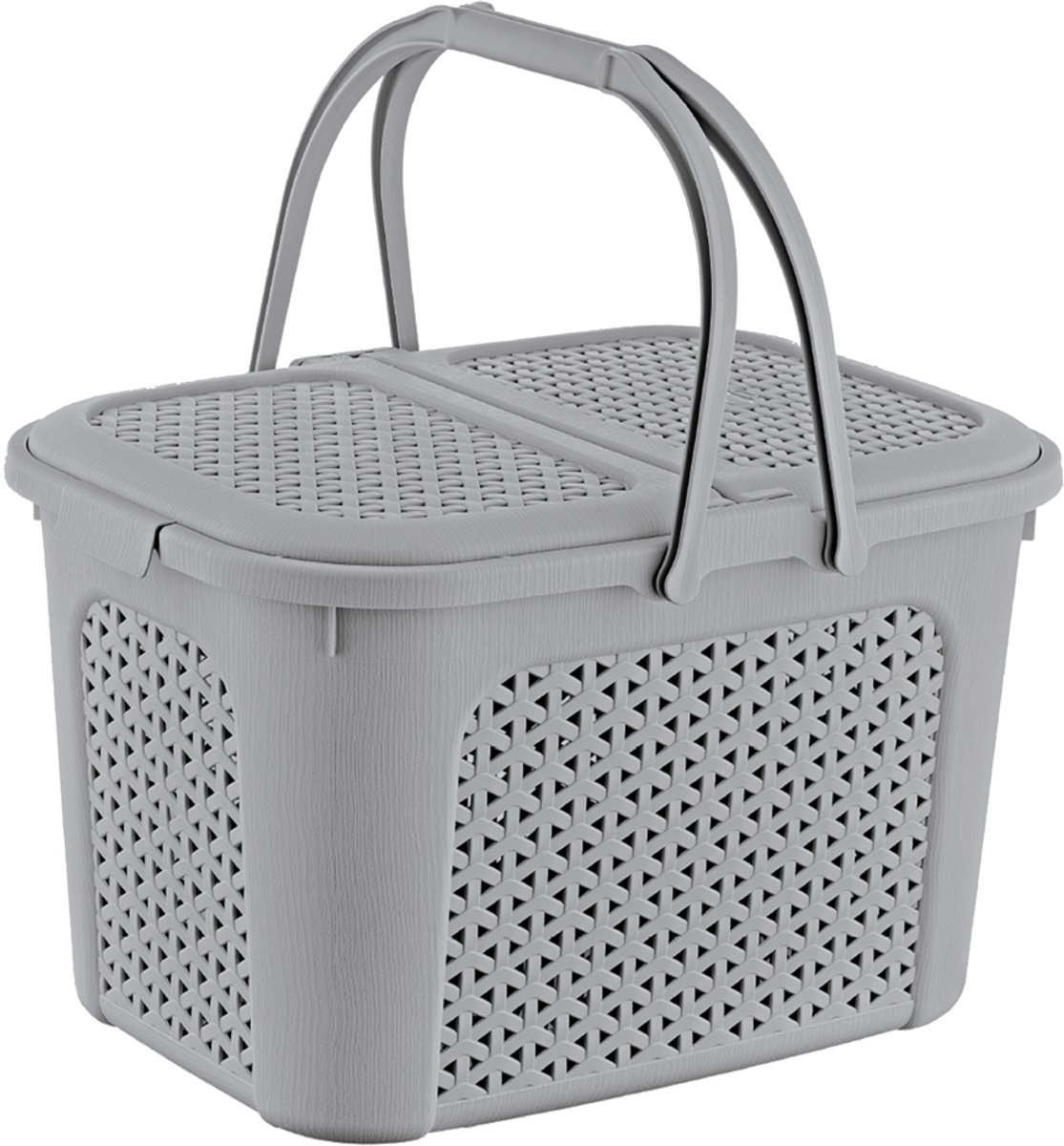 keeeper Picknick-Korb inka, 28 Liter, nordic-grey Einkaufskorb mit Deckel, in Rattanoptik, 2 Griffe, - 1 Stück (1065913000000)