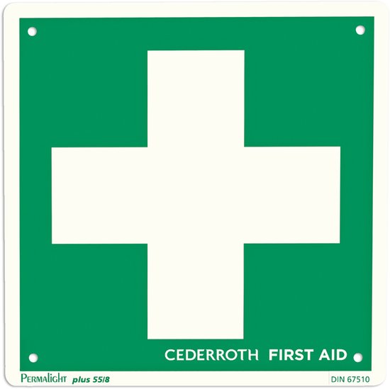 Cederroth EHBO-bord met EHBO-kruis, dubbelzijdig, 20 x 20 cm — afbeelding 2