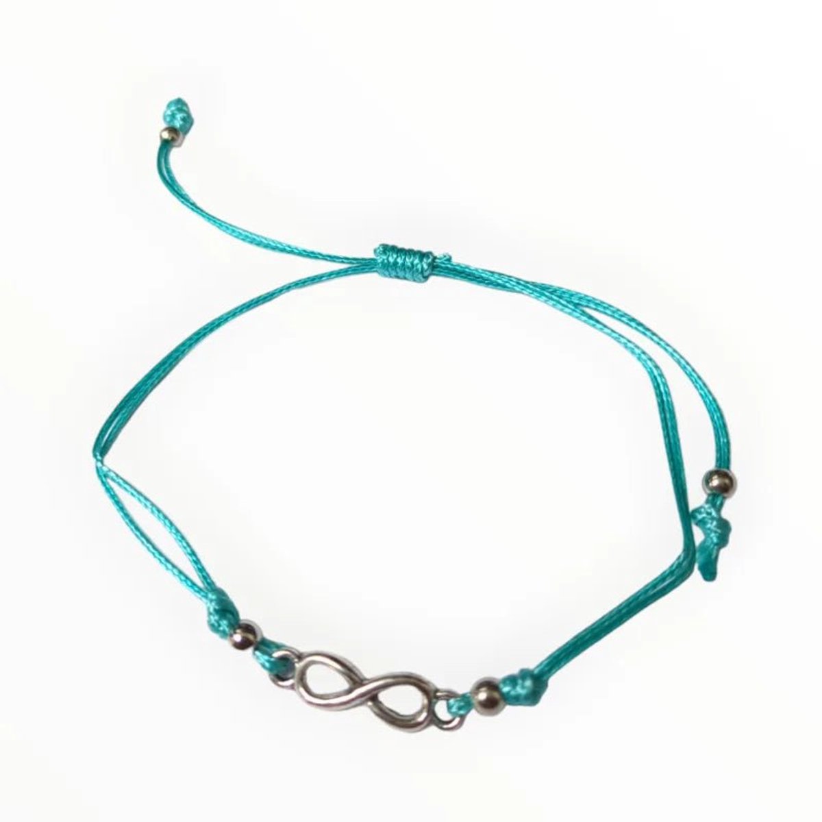 Aramat Jewels - Infinity touw armband - Verstelbaar -Turquoise -dames