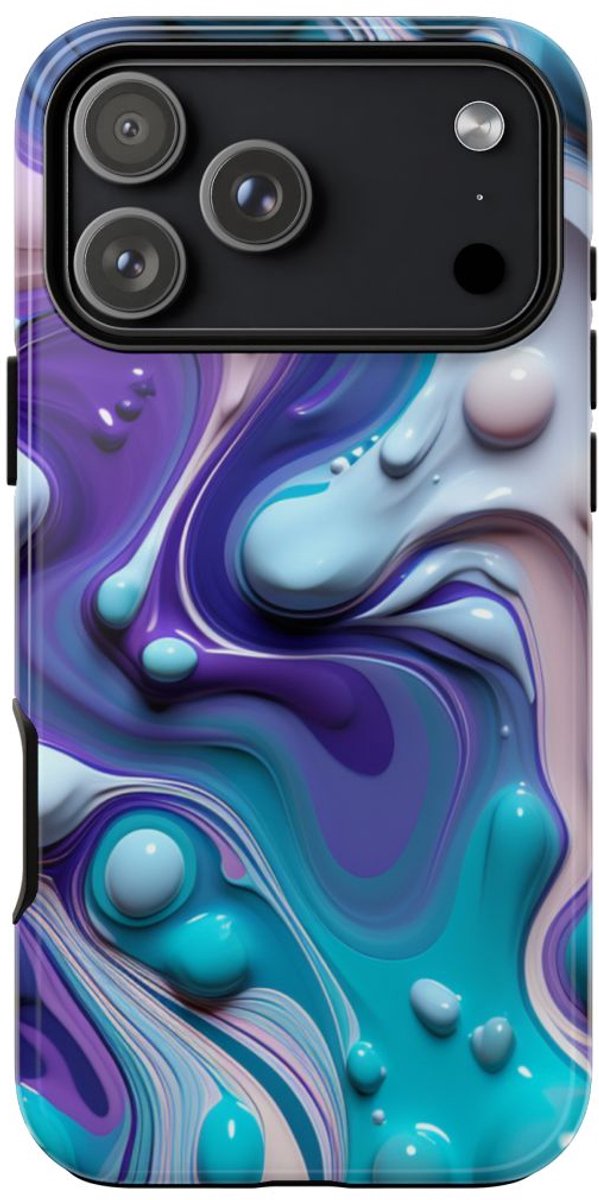 Paars-Blauw Abstract Vloeipatroon – Telefoonhoesje Geschikt voor iPhone 17 Pro Max