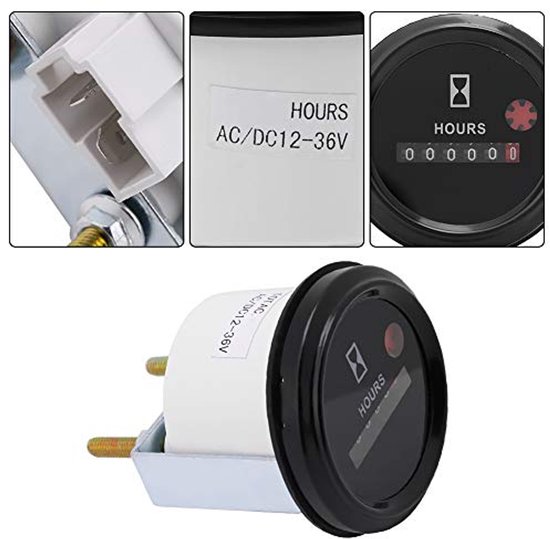 Motor Operating Counter Operating Hour Counter, 12-36 V DC, 6 Digit Inductive Operating Hour ...