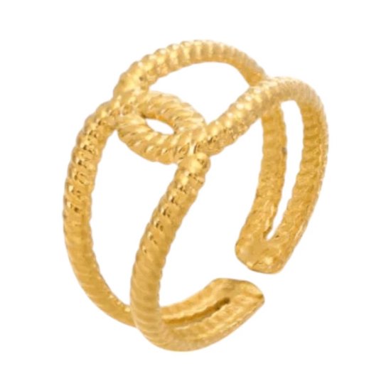 Bohm Paris goud stalen ringen breed of sleutel en schakels