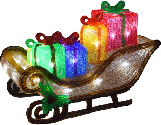 Foto: Kerstverlichting figuur slee met cadeaus h40 cm 40 led lampjes buiten