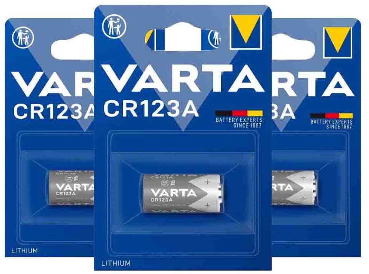 Varta Lithium Batterijen Cylindrical CR123A - 3 x - Voordeelverpakking