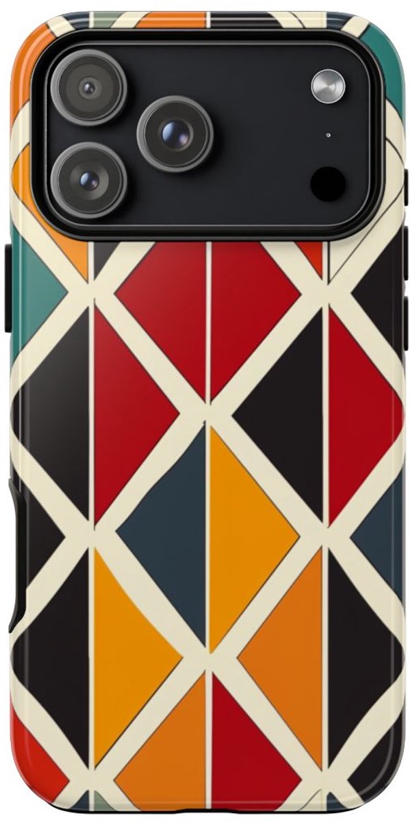 Kleurrijk Geometrisch Diamantpatroon – Telefoonhoesje Geschikt voor iPhone 17 Pro Max