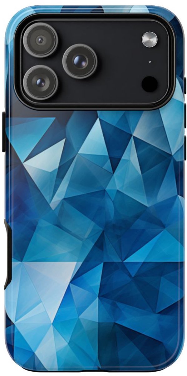 Blauw Geometrisch Driehoekenpatroon – Telefoonhoesje Geschikt voor iPhone 17 Pro Max