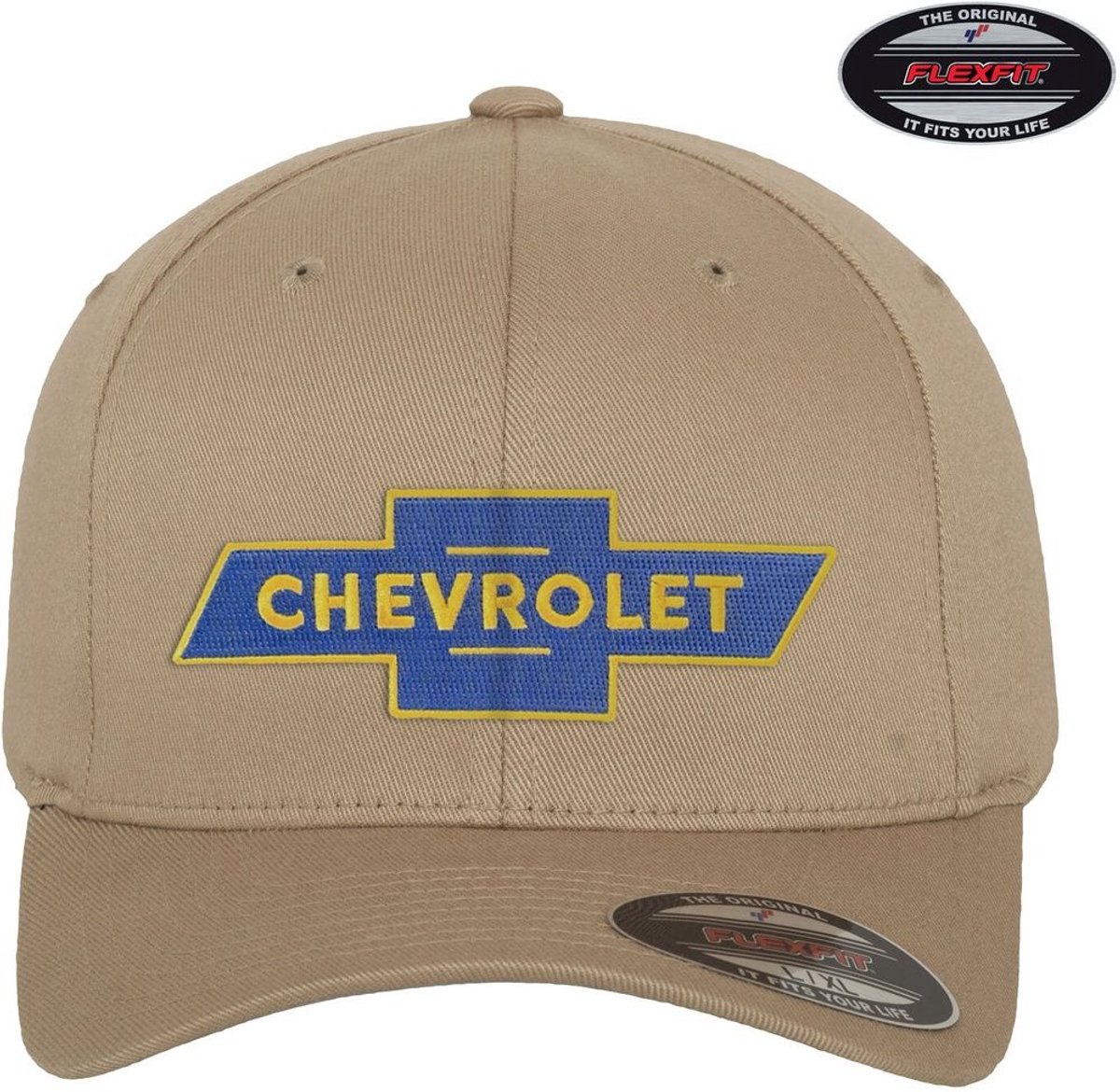 Chevrolet Cap Bowtie Logo Flexfit Cap GM-92-CHEV9901-CB66 Khaki-L/XL