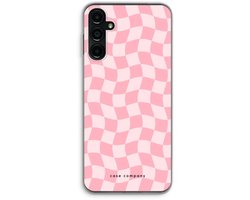 Case Company® - Hoesje geschikt voor Samsung Galaxy A14 hoesje - Grid Roos - Soft Cover Telefoonhoesje - Bescherming aan alle Kanten en Schermrand