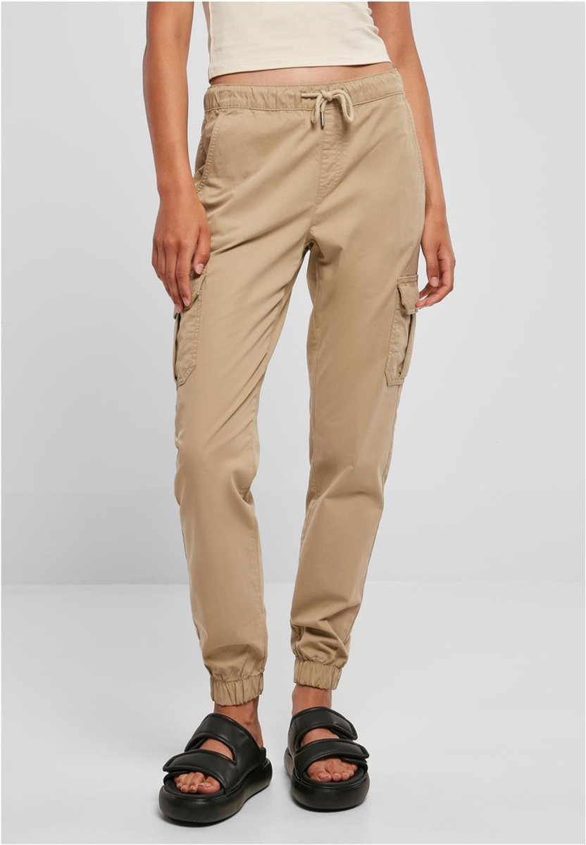 Urban Classics High Waist Cargo Dames joggingbroek 4XL Beige