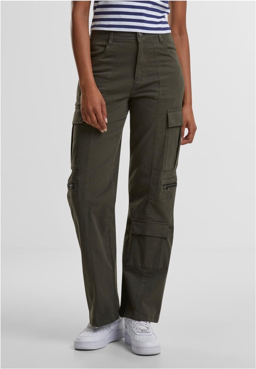 Urban Classics Loose Utility Stretch Twill Cargobroek Taille 32 inch Olijfgroen