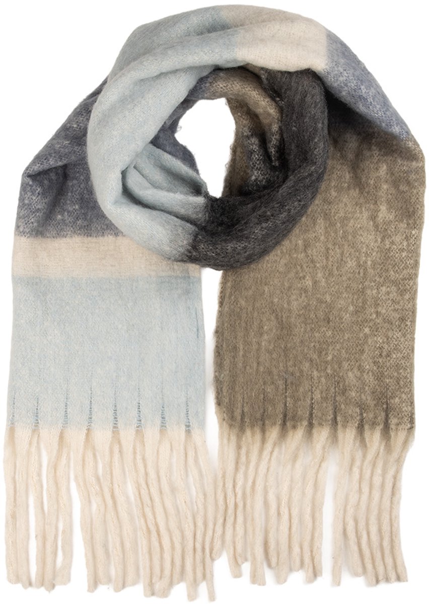 Clayre & Eef Wintersjaal Dames 50x180 cm Blauw Textiel