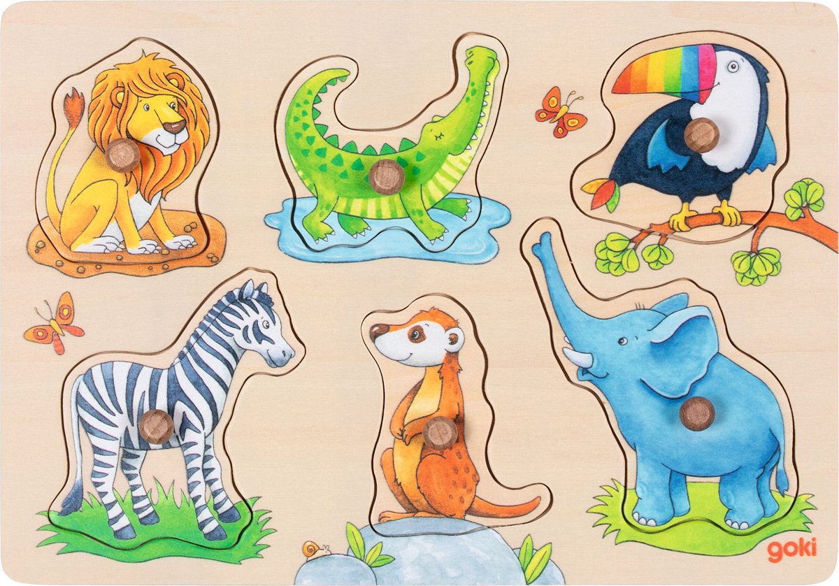 GOKI Steekpuzzel - Mama En Baby - 6 Delen - 30X21X2,4Cm - Hout - 1 Jaar — afbeelding 3