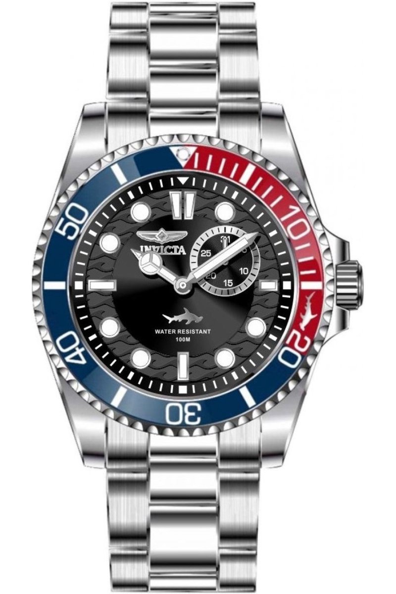 Invicta Pro Diver 49274 Heren Horloge - Waterdicht - Analoog - Quartz Uurwerk - Roestvrij Staal met zwarte Wijzerplaat - 43mm