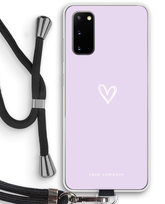 Case Company® - Coque Samsung Galaxy S20 avec Cordon - Klein Coeur Violet - Protection de Téléphone avec Cordon Zwart - Tous les côtés et au-dessus de la protection des bords de l'écran