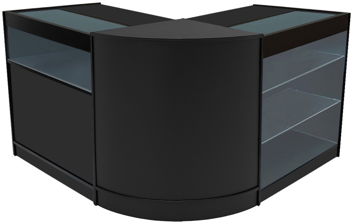 Triton led toonbank set - zwart - 90 cm hoog - geharde glazen panelen