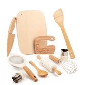 Jimadreams Montessori Kindermes Set met Keukenschort & Koksmuts voor Kinderen - Keukenset & Bakset Kind met Echt Keukengerei en Veilige Snijset, Educatief Cadeau voor Jongens en Meisjes vanaf 3 Jaar