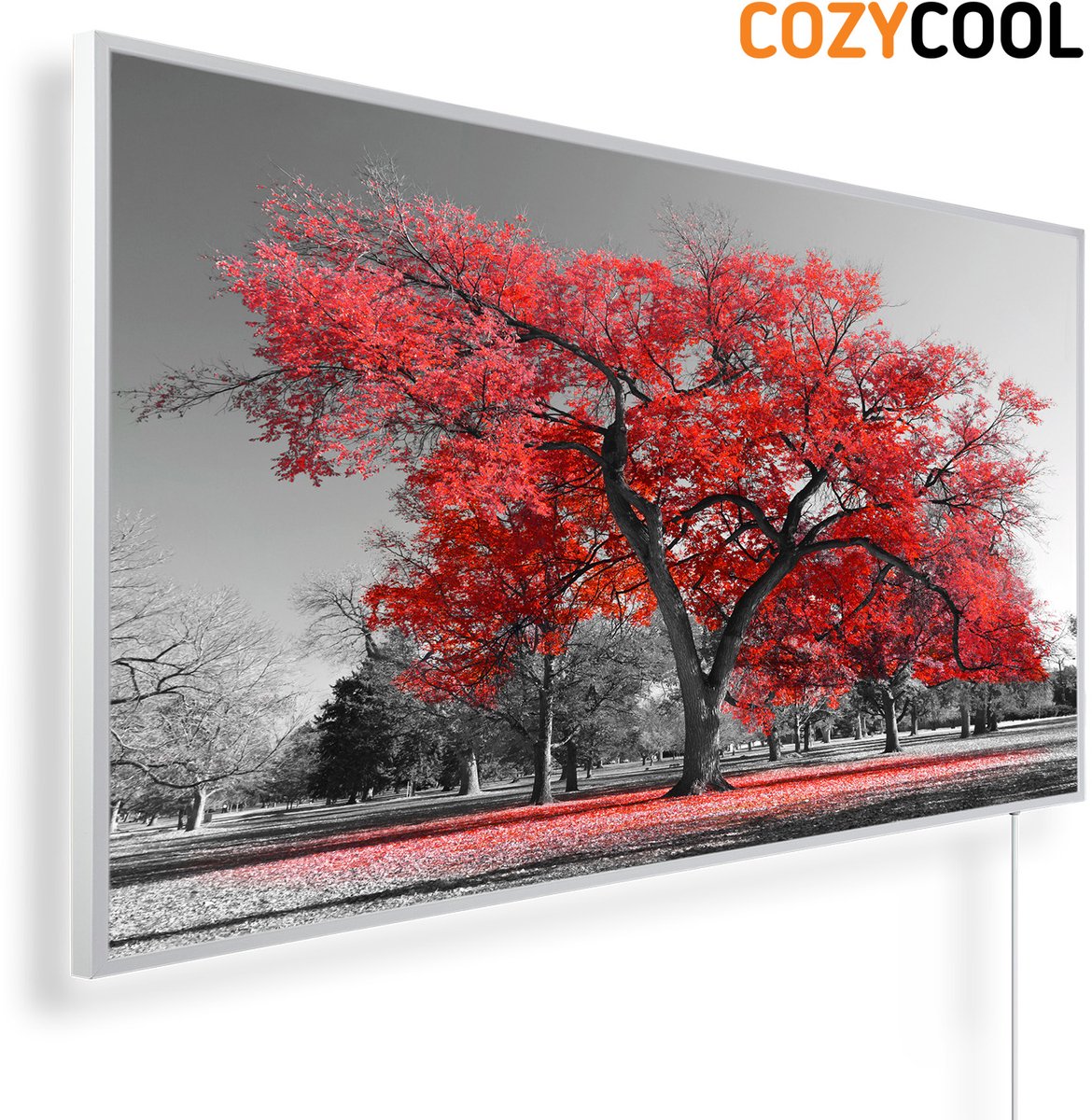 Infraroodpaneel met afbeelding | Rode herfstboom | 1200 Watt | Witte lijst | Infrarood verwarmingspaneel | Infrarood paneel | Infrarood verwarming