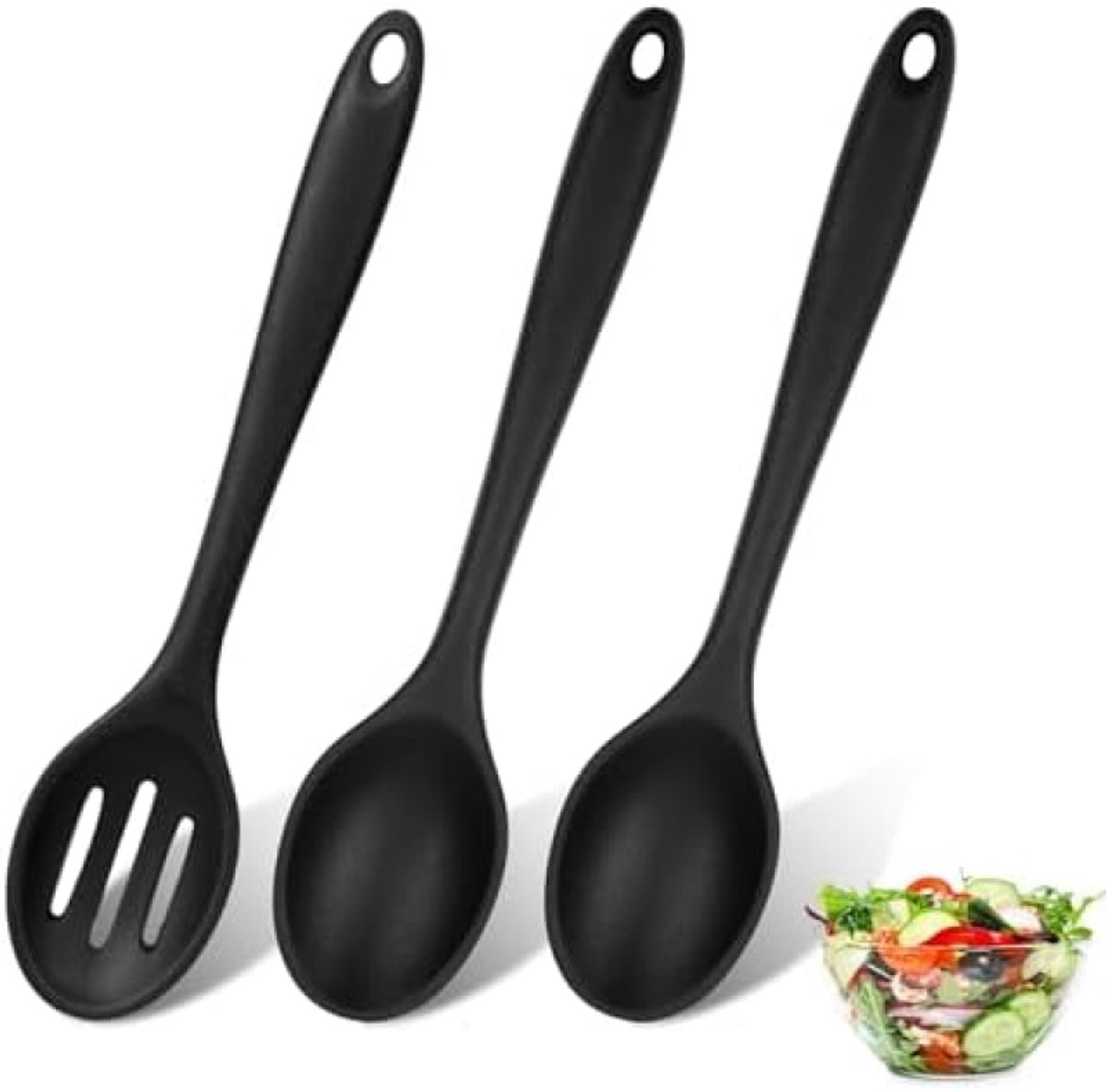 3 stuks siliconen keukenlepels set - BPA-vrije kooklepels voor mengen, roeren en serveren - Hittebestendig tot 230°C - Geschikt voor anti-aanbakpannen - Keukengerei accessoires