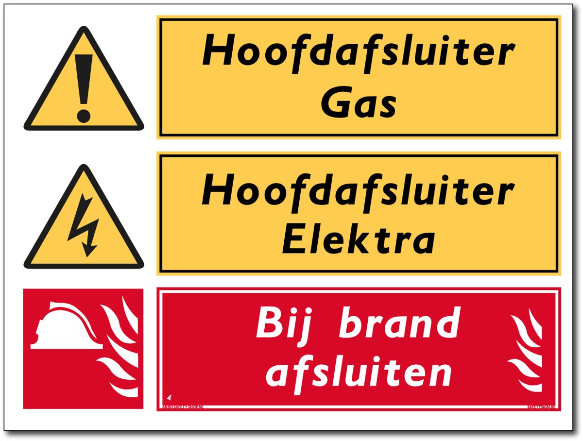 Hoofdafsluiter gas/elektra bord - Bij brand afsluiten - Forex - 30 x 40 cm