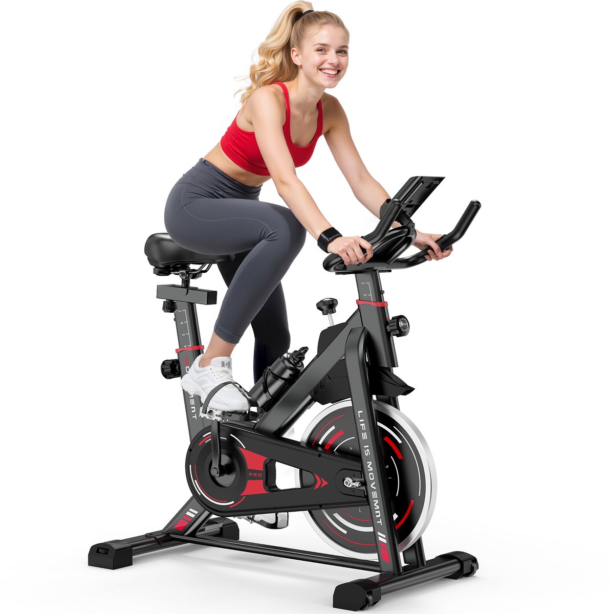 Hometrainers Fitnessfiets met 10 kg Vliegwiel en LCD-scherm - afbeelding 3