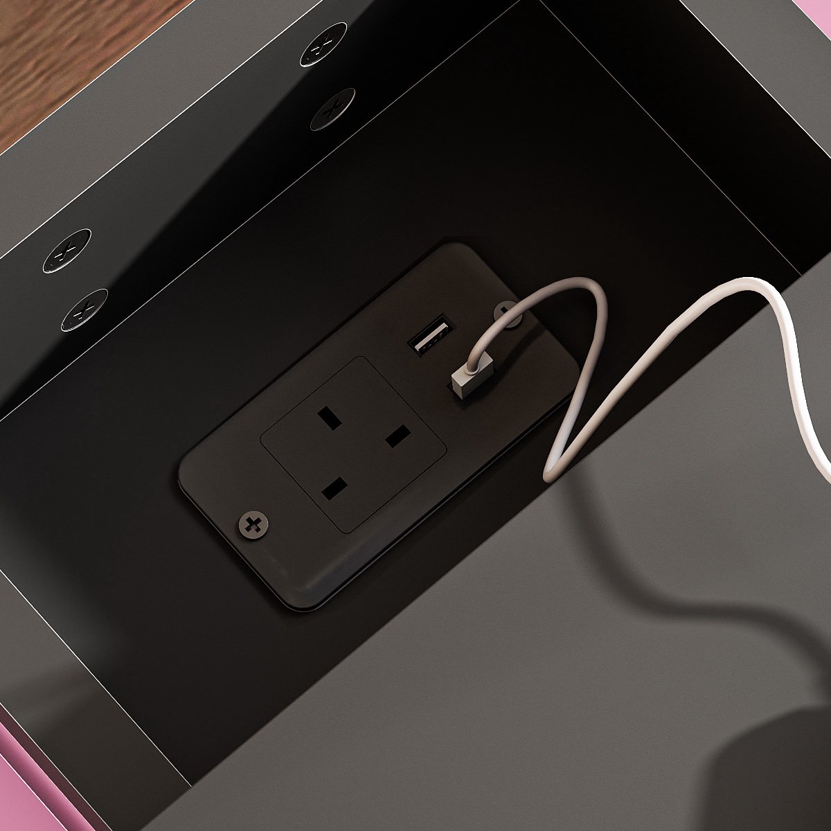 Nachtkastje met 3 lades - Nachtkastje met LED-verlichting en afstandsbediening - zwart - voor slaapkamers en woonkamers