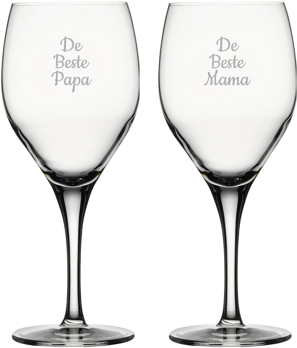 Gegraveerde witte wijnglas 34cl De Beste Mama-De Beste Papa