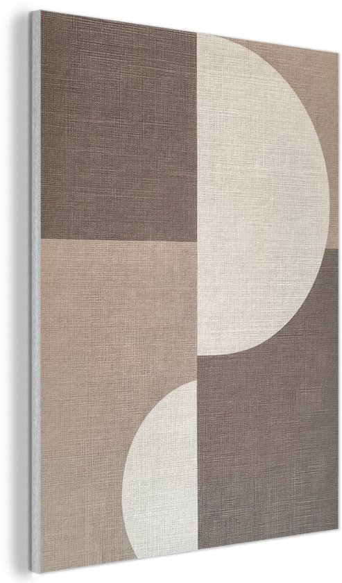 Panneau mural acoustique 60x80 cm - Peinture en Feutre Grille - Demi-cercles - Contraste - Panneaux acoustiques - Décoration murale insonorisante - Isolation phonique salon - Décoration murale panneaux sonores