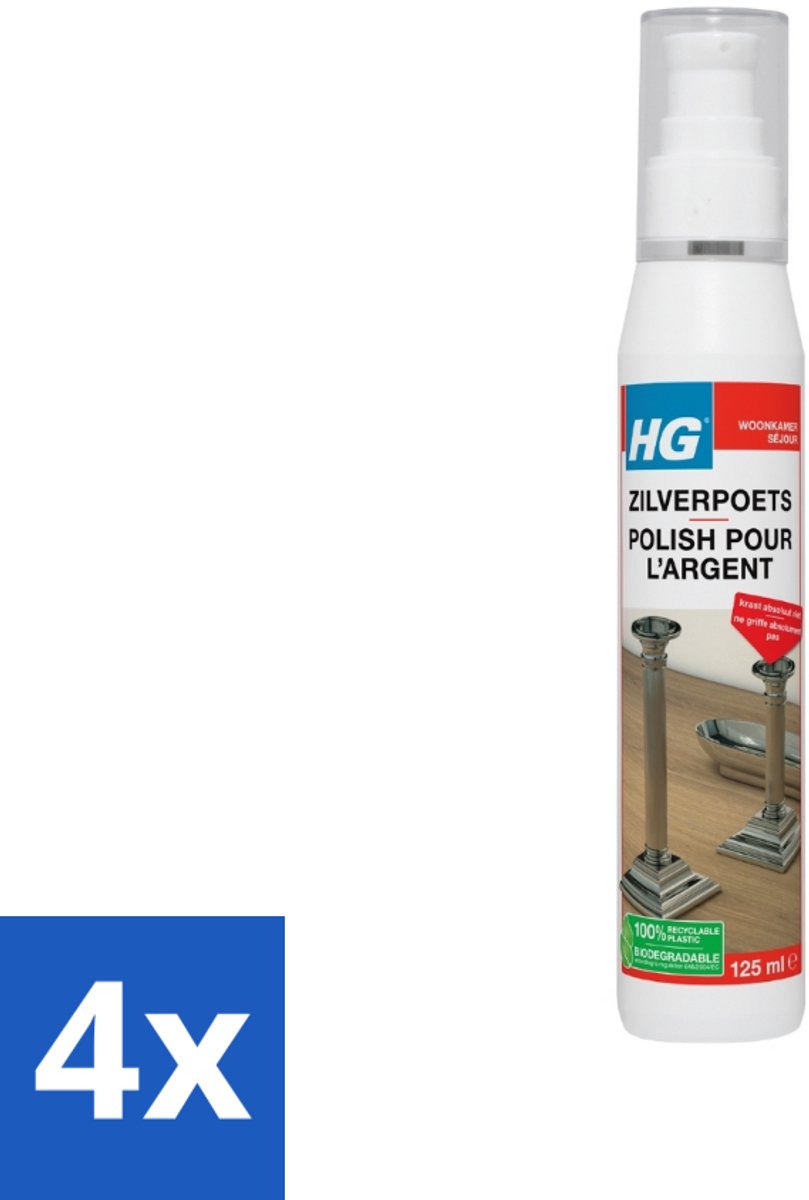 4 x HG Zilverpoets 125 ml - Zilverpoets - Zilver Schoonmaken - Zilver Glans - Antieke Zilveren Voorwerpen - Zilver Onderhoud