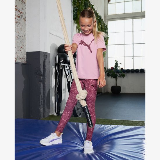 Legging de sport Puma Tad Ess AOP rose pour fille - Taille 128/134