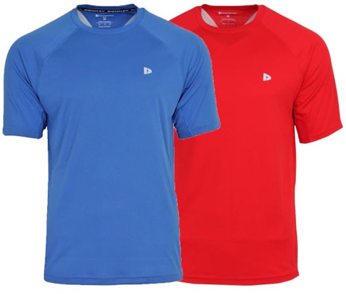 2-Pack Donnay - Sportshirt (André) - T-Shirt - Heren - True Blue/Poppy-red (731) - maat M
