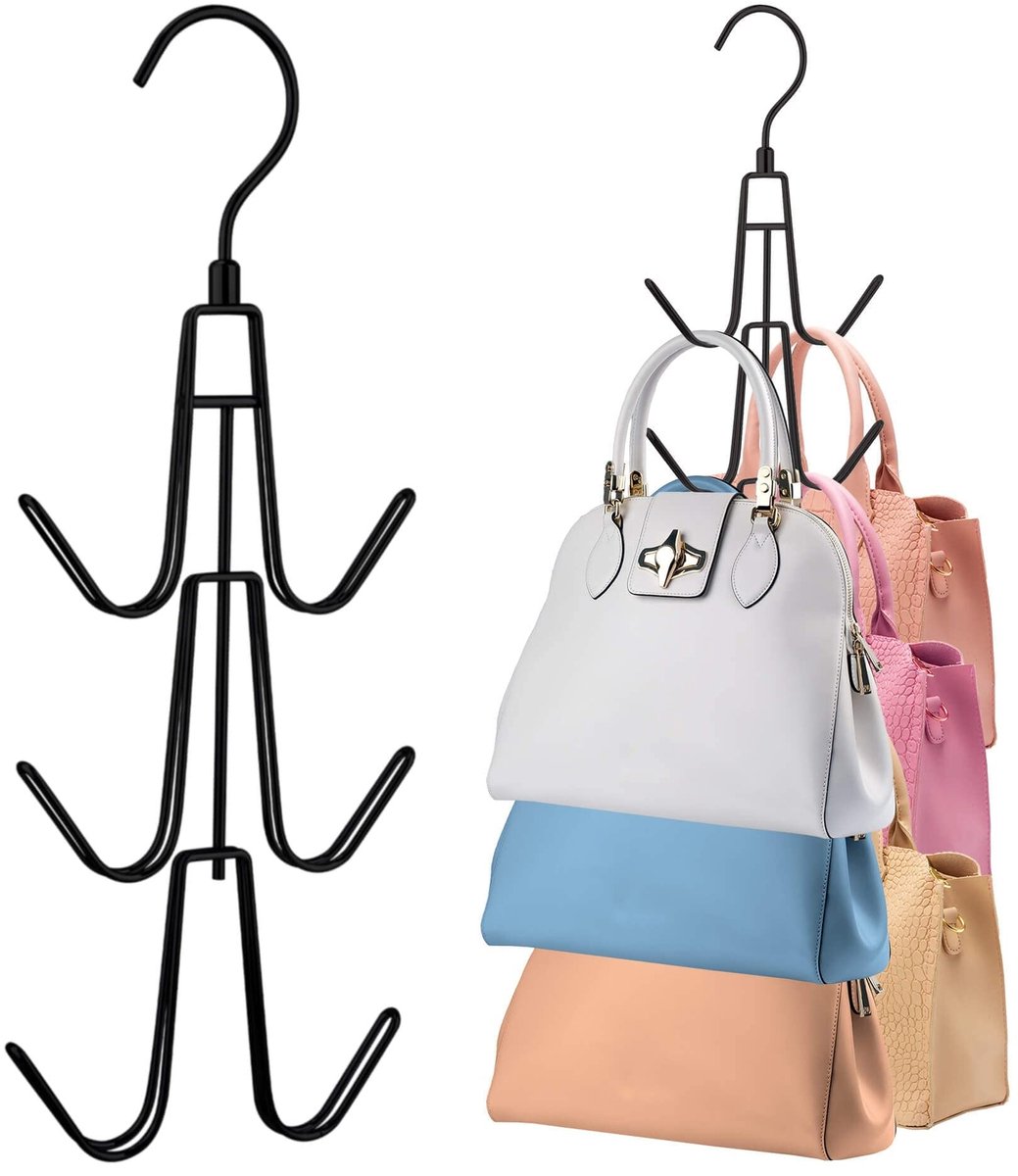 2-pack garderobe tas haken draaibaar tassen opbergrek 12 stuks opberg C