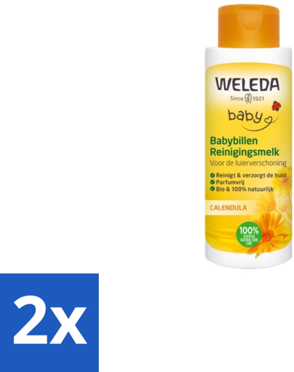 Image of 2 x WELEDA - Reinigingsmelk - Babybillen Calendula - 400 ml - Babyverzorging - Babybillen - Reinigingsmelk - Calendula - Natuurlijke Verzorging