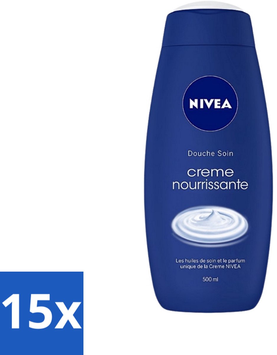 15 x Nivea - Crème Care - Crème Bad - Unieke Nivea Crème Geur - 750 ml - Douchecrème - Crème Bad - Huid Verzorging - Hydratatie - Verzorgende Oliën