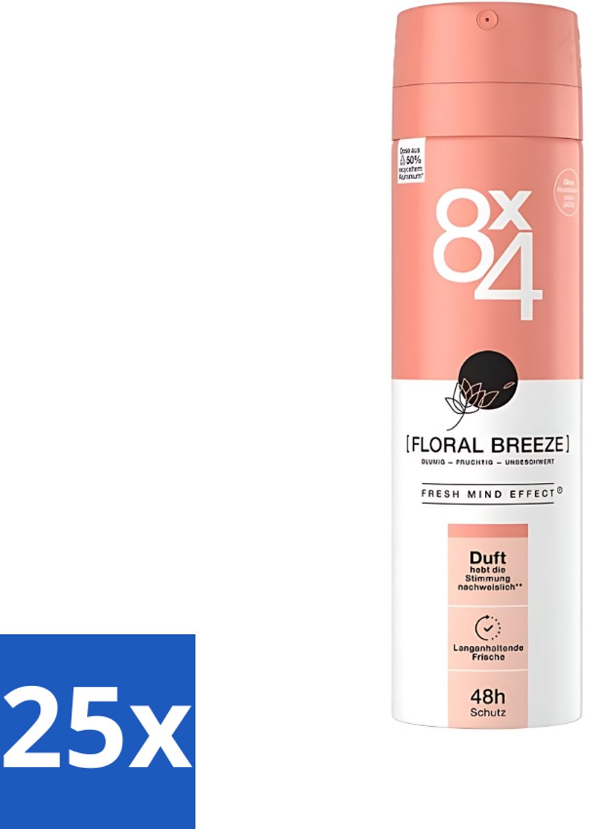 25 x 8 x 4 Deospray - No.14 Floral Breeze - Deodorant - Bloemengeur - 150 ml - Bloemengeur - Deodorant - Frisheid - Zweetbestendig - Huidbescherming
