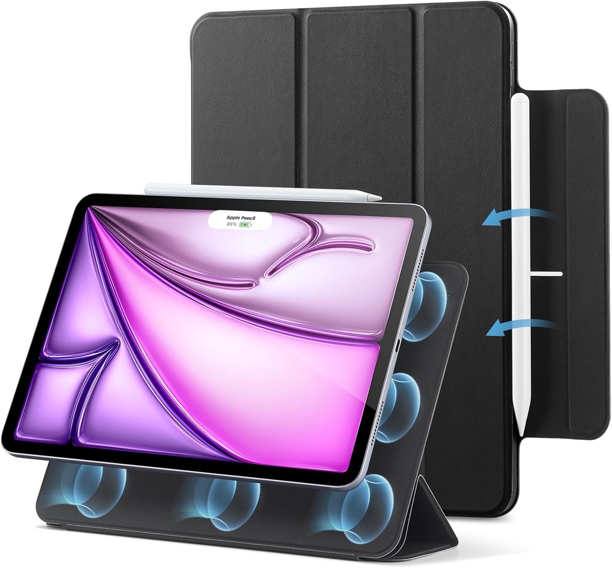 Dunne Beschermhoes voor iPad Air en Pro 12,9 inch - Magnetische Bevestiging, Ondersteuning voor Pencil Pro, Duurzame Bescherming